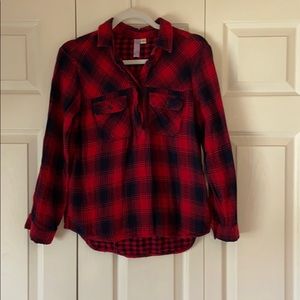 Francesca’s Half-Button V-Neck Flannel